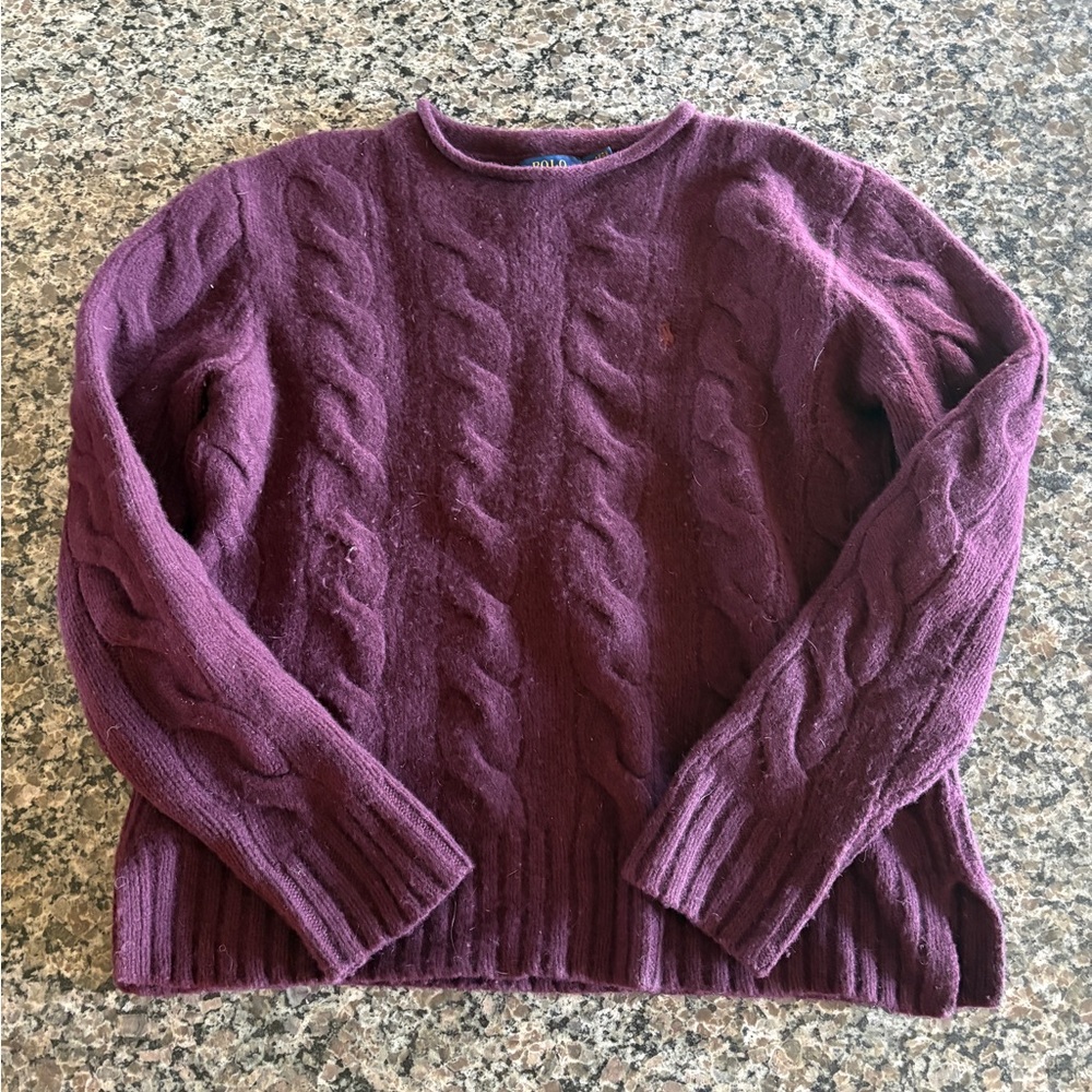 Polo Ralph Lauren Cable Knit Crewneck Sweater - Burgundy